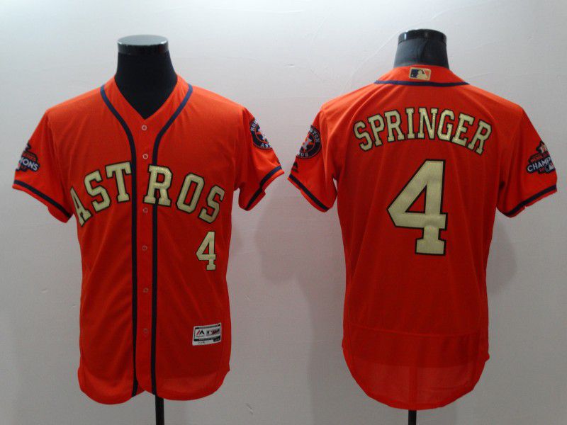 Men Houston Astros #4 Springer Orange Elite Champion Edition MLB Jerseys->->MLB Jersey